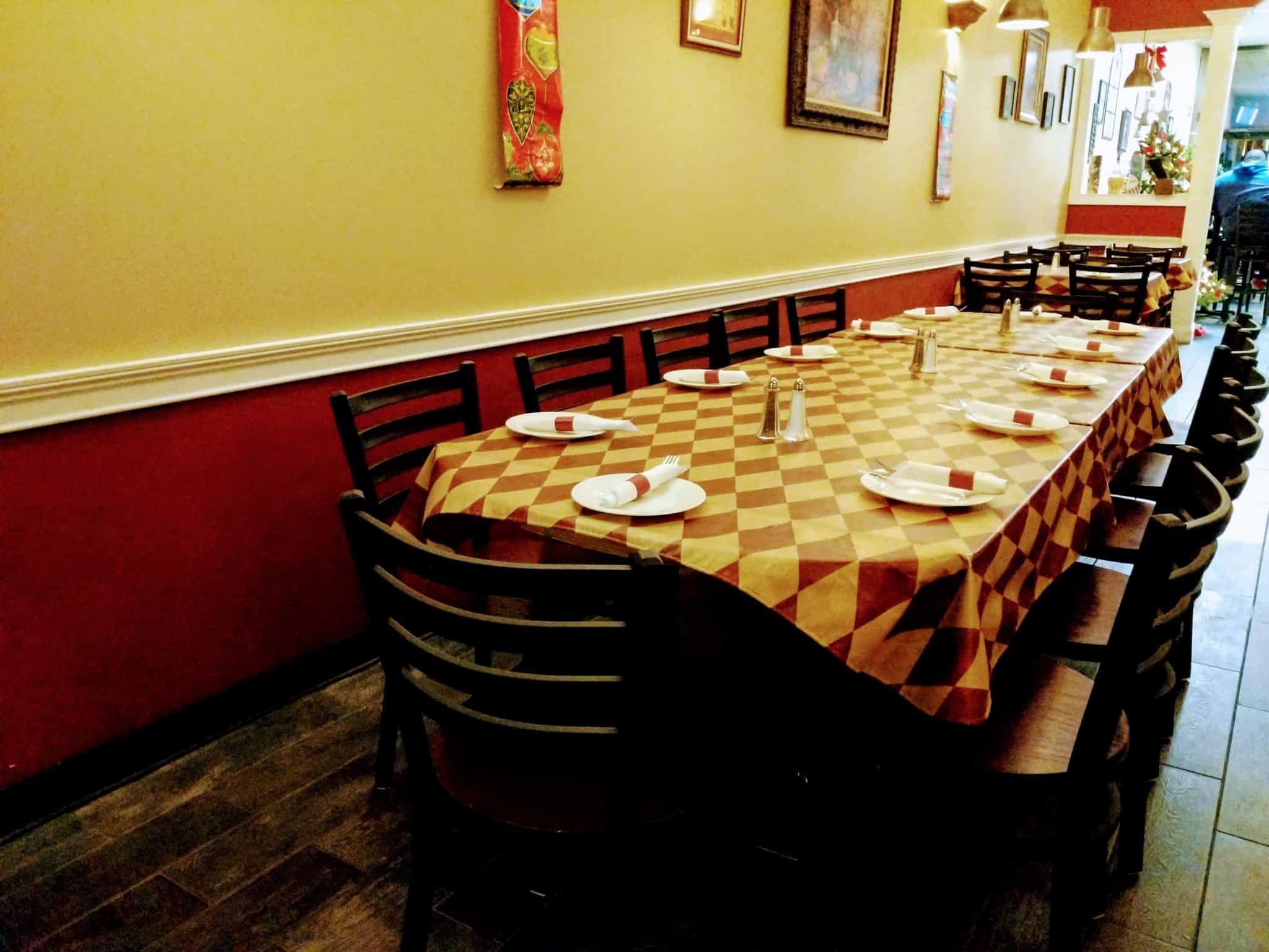 Dining tables at Primavera's Cafe.